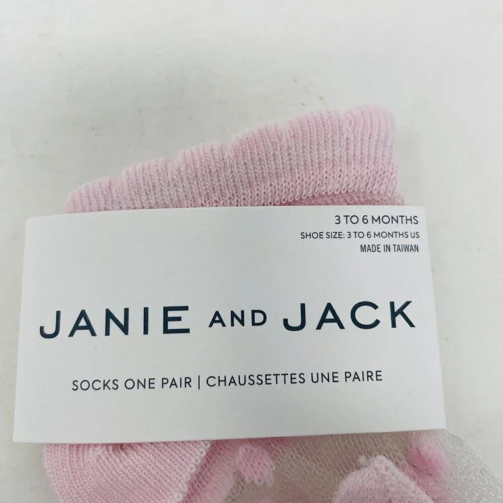 Janie and Jack Baby Girls 3-6 Months Sheer Polka Dot Ankle Socks in Light Pink